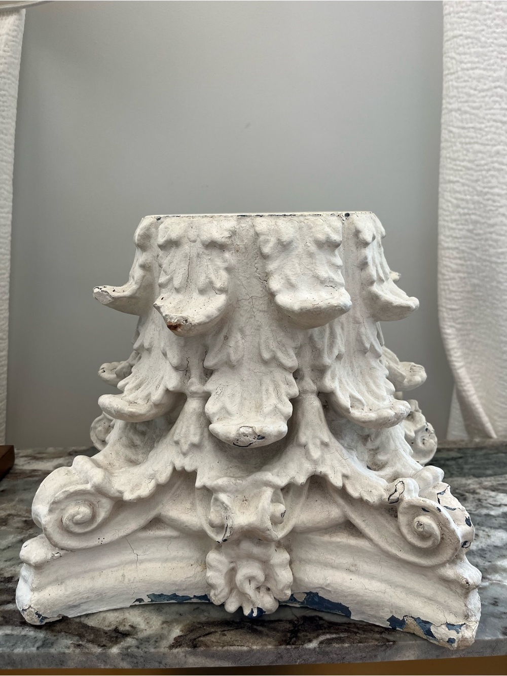 Vintage Corinthian Column Capital Architectural Salvage Pedestal